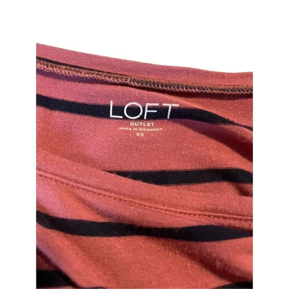LOFT Outlet XS Pink & Black Striped Super Soft Top - Picture 4 of 4